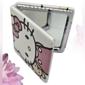 Hello Kitty Compact Mirror Sanrio Portable Folded Faux Leather Decorative Purse
